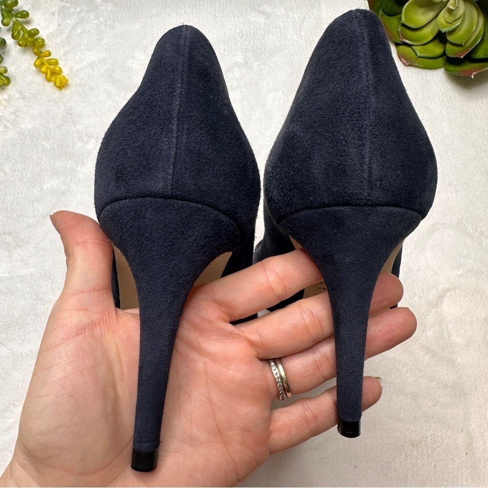 L'Agence Eloise Suede Leather Pumps Heels in Navy Blue Women's EU 39.5/ US 9.5 - Picture 6 of 13